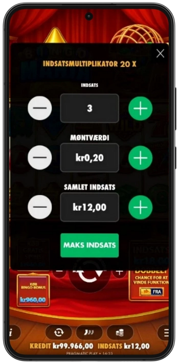 Bingo Mania indsatsbeløb