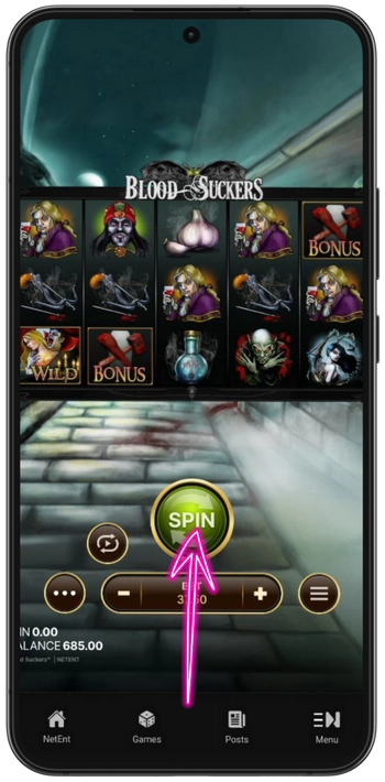 Blood Suckers Klik på SPIN-knappen