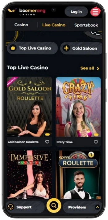 Boomerang live casino