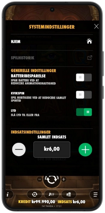 Code of Cairo spilindstillinger