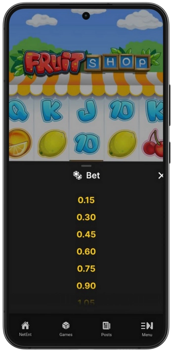 Fruit Shop væddemålsindstillinger