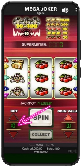 Mega Joker Vælg bet-niveau