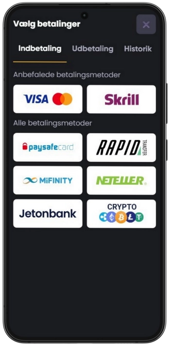 Spinline Vælg betalingsmetode