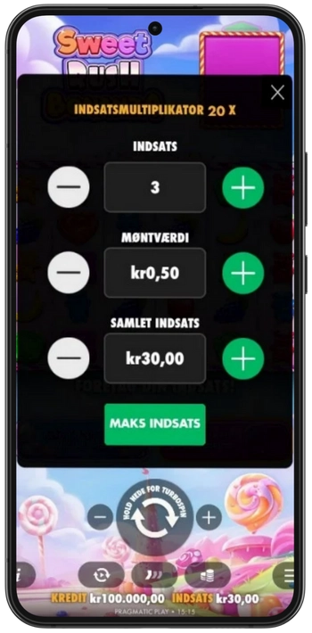 Sweet Rush Bonanza indsatsindstillinger
