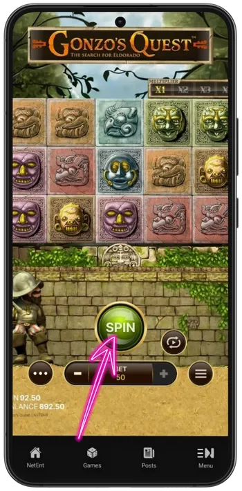 Gonzo's Quest Start spin