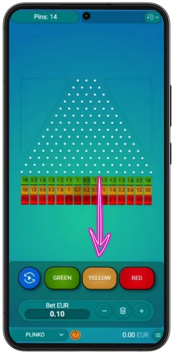 Plinko Vælg risikofarve