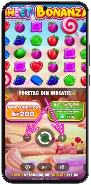 Sweet Bonanza indsatsknap
