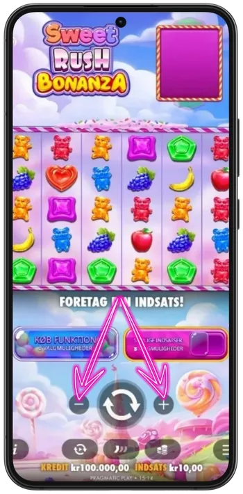 Sweet Rush Bonanza indsatsstørrelse